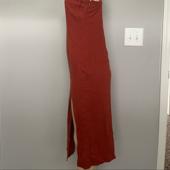 NWT - Abercrombie & Fitch - Red Orange Cotton Midi Dress - Size XS Tall - Picture 2 of 3